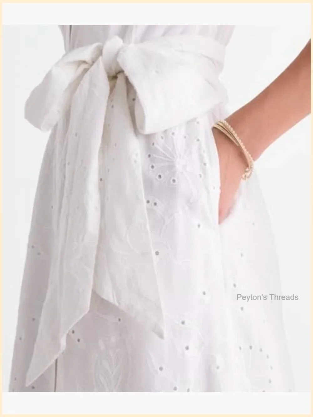 Maxi Eyelet Shirtdress with Scalloped Hem, Collared Neck, Fully Button Front - Picture 3 of 6